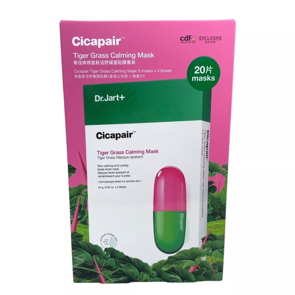 Dr.Jart+ Cicapair Tiger Grass Calming Mask 20 Sheet Mask Reduces Redness NIB